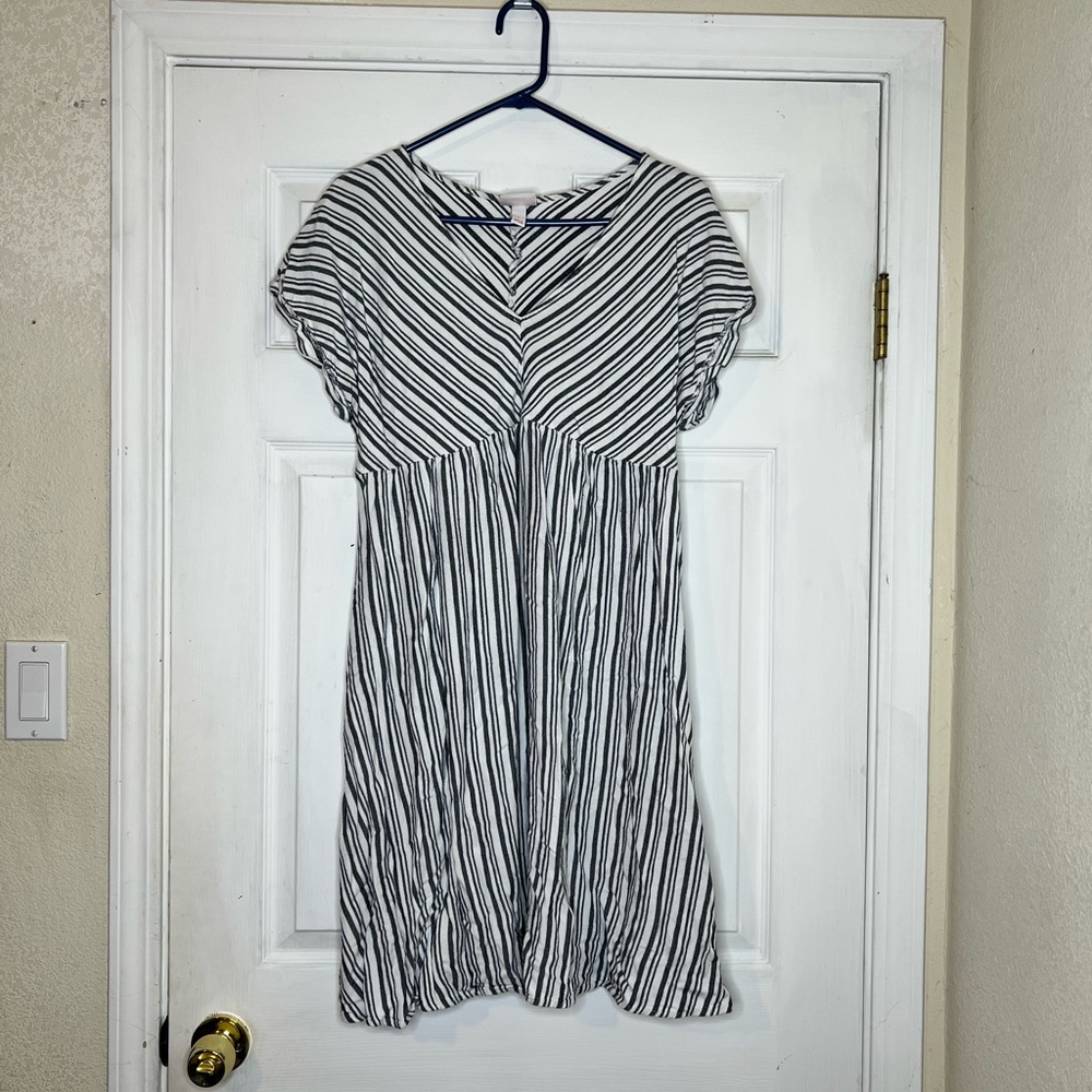 Navy blue striped maternity sundress